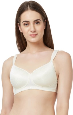 SOIE Woman's Full Coverage Padded Non-Wired T-shirt Bra Women T-Shirt Lightly Padded Bra(White)