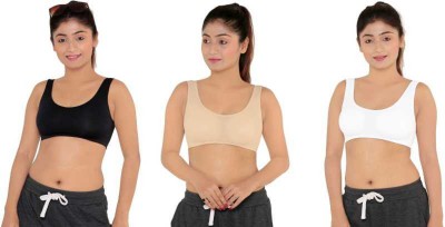 Fashiol Women Sports Non Padded Bra(Black, White, Beige)