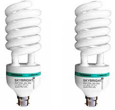 skybright 65 W Basic Spiral B22 CFL Bulb(White, Pack of 2)