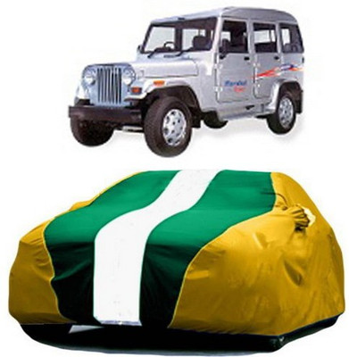 HDSERVICES Car Cover For Mahindra Marshal (With Mirror Pockets)(Yellow, Green)