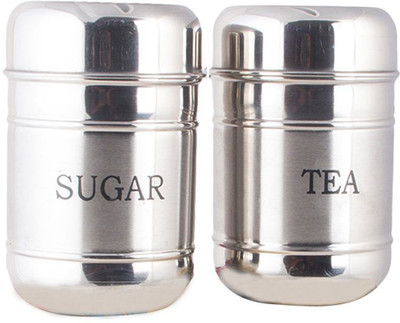 Meet Steel Tea Coffee & Sugar Container  - 500 ml(Pack of 2, Silver)