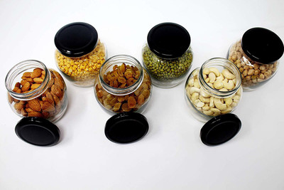 GLASSBAR Glass Grocery Container  - 350 ml(Pack of 6, Clear)