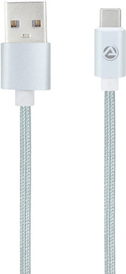 ARU Cotton Braided 1m 1 m USB Type C Cable(Compatible with all Type-C enabled devices, Silver, One Cable)