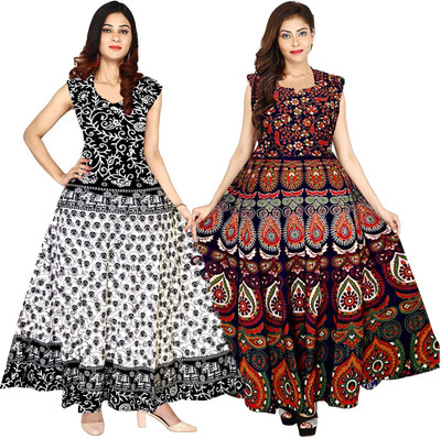 Madanam Women Maxi Multicolor Full Length Dress