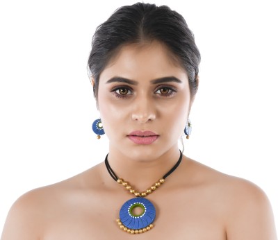 DISHARTS Terracotta Blue Jewellery Set(Pack of 1)