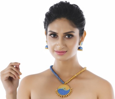 DISHARTS Terracotta Beige, Blue Jewellery Set(Pack of 1)