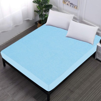 Glassiano Fitted Double Size Waterproof Mattress Cover(Blue)