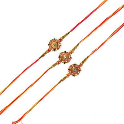 Bhavya Sale Designer NR22 Mauli Thread Rakhi  Set(Designer Rakhi Set of 3)