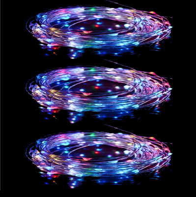 MANSAA 50 LEDs 4.98 m Red, Green, Blue Steady String Rice Lights(Pack of 3)
