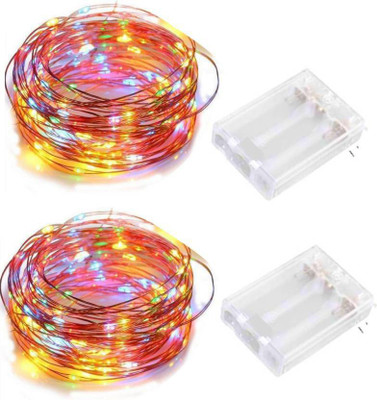 MANSAA 50 LEDs 5 m Red, Green, Blue Color Changing String Rice Lights(Pack of 2)