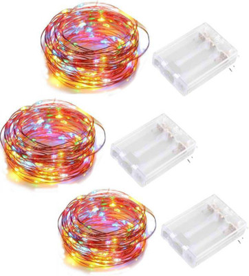 MANSAA 50 LEDs 5 m Red, Green, Blue Color Changing String Rice Lights(Pack of 3)