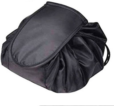 J Compatible For Drawstring Travel Makeup Pouch Multifunction Storage Toiletry Kit Small Travel Bag(Black)