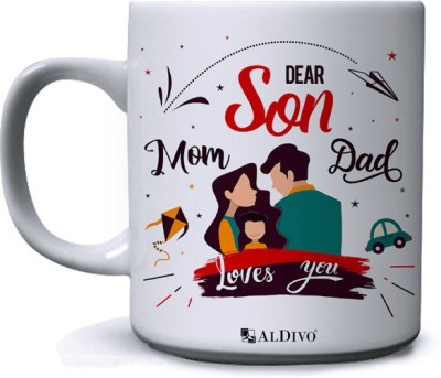 alDivo Gift Dear Son Mom Dad Loves You Printed Ceramic Coffee Mug(350 ml)
