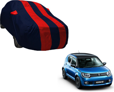 Auto Hub Car Cover For Maruti Suzuki Ignis (With Mirror Pockets)(Black, Red)