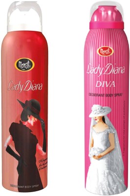 MONET Lady Diana & Lady Diva Deodorant Spray  -  For Men & Women(300 ml, Pack of 2)