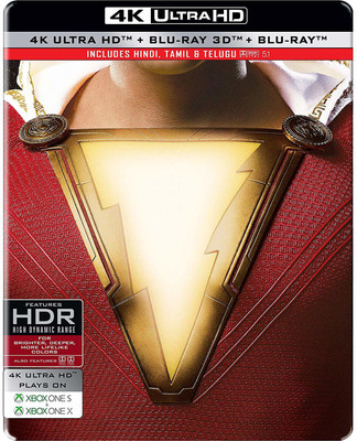 Shazam! (Steelbook) (4K UHD + Blu-ray 3D + Blu-ray) (3-Disc)(4K(UHD) Blu-ray English)