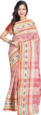 Dipali Enterprise Woven Tant Pure Cotton Saree(Pink)