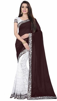 Sonu Creation Self Design Bollywood Georgette, Net Saree(Brown)
