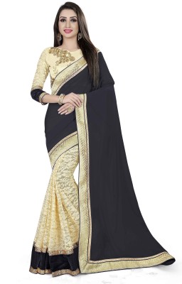 Sonu Creation Self Design Bollywood Georgette, Net Saree(Black)