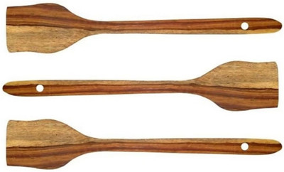 k j traders Wooden spatula pack of 3 Wooden Spatula(Pack of 3)