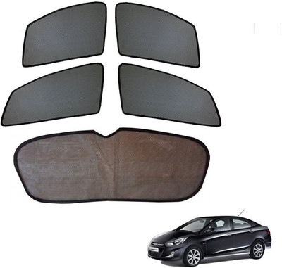 AuTO ADDiCT Side Window, Rear Window Sun Shade For Hyundai Verna Fluidic(Black)