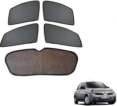 AuTO ADDiCT Side Window, Rear Window Sun Shade For Nissan Micra(Black)
