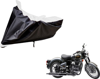 Amanzo Two Wheeler Cover for Royal Enfield(Classic 500, Black, White)
