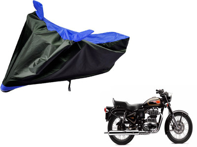 Auto Hub Two Wheeler Cover for Royal Enfield(500, Black, Blue)