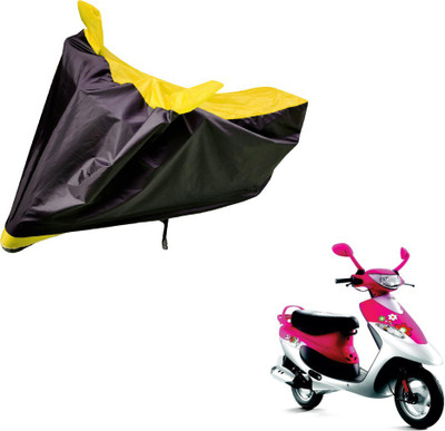 Auto Hub Two Wheeler Cover for TVS(Scooty Pep+, Black, Yellow)