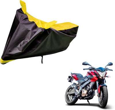 Auto Hub Two Wheeler Cover for Bajaj(Pulsar 200 NS DTS-i, Black, Yellow)