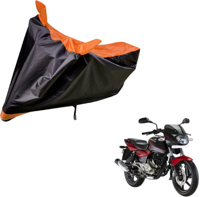 Auto Hub Two Wheeler Cover for Bajaj(Pulsar 180 DTS-i, Black, Orange)