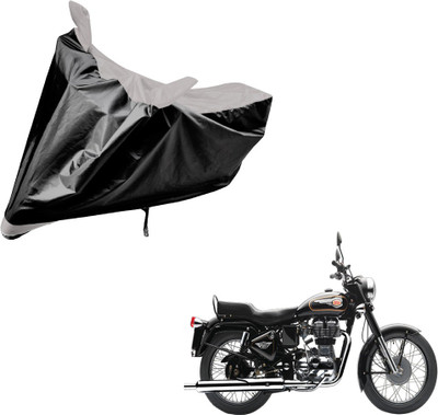 Amanzo Two Wheeler Cover for Royal Enfield(Bullet 350, Black, Silver)