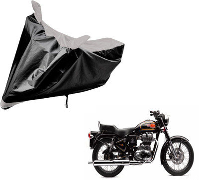 Auto Hub Two Wheeler Cover for Royal Enfield(500, Black, Silver)