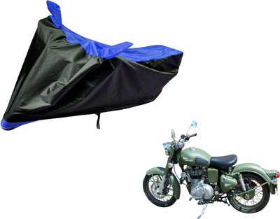Auto Hub Two Wheeler Cover for Royal Enfield(Battle, Black, Blue)