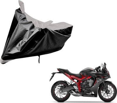 Auto Hub Two Wheeler Cover for Honda(CBR 650F, Black, Silver)