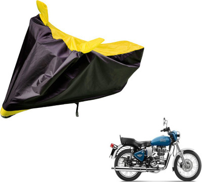 Auto Hub Two Wheeler Cover for Royal Enfield(Black, Yellow)