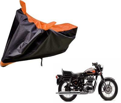 Auto Hub Two Wheeler Cover for Royal Enfield(500, Black, Orange)