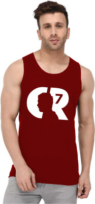 Unistreet Printed Men Round Neck Red T-Shirt