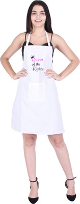 Tolexo Polyester Home Use Apron - Free Size(White, Single Piece)