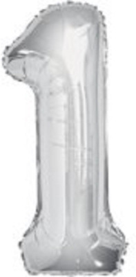 ANAGRAM Solid NUMBER 1 SLIVER 18'' Balloon(Silver, Pack of 1)