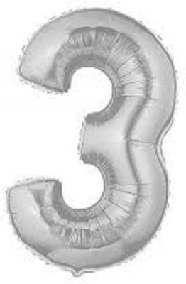 ANAGRAM Solid NUMBER 3 SLIVER 18'' Balloon(Silver, Pack of 1)