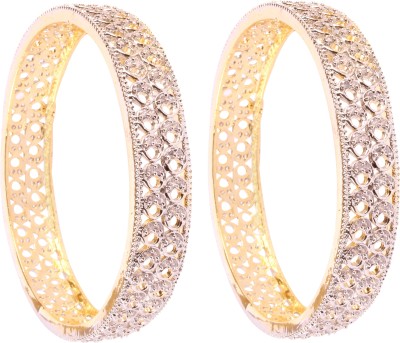 Shiv_Jewels Alloy Cubic Zirconia Gold-plated Bangle Set(Pack of 2)