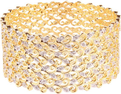 Shiv_Jewels Alloy Cubic Zirconia Gold-plated Bangle Set(Pack of 4)