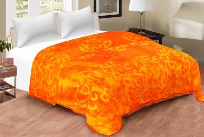 zunok Floral Double Mink Blanket for  Mild Winter(Polyester, Orange)