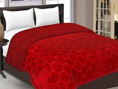 Changers Geometric Single Mink Blanket for  Heavy Winter(Polyester, Red)