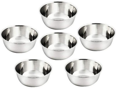 EMPHIRE Silver Plated Vegetable Bowl Stainless Steel Bowls Vati (Pack of 6 )(Pack of 6, Silver)