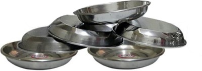 Dynore Stainless Steel Vegetable Bowl 6 pcs stainless steel dessert plates(Pack of 6, Steel)