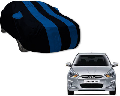 Auto Hub Car Cover For Hyundai Verna (With Mirror Pockets)(Black, Blue)