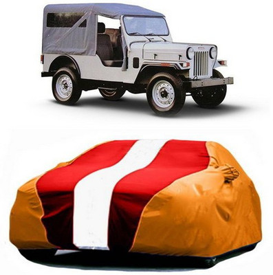 AAMANG Car Cover For Mahindra Jeep (With Mirror Pockets)(Red, Orange)