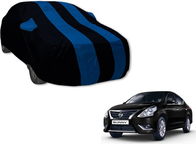 Auto Hub Car Cover For Nissan Sunny (With Mirror Pockets)(Black, Blue)